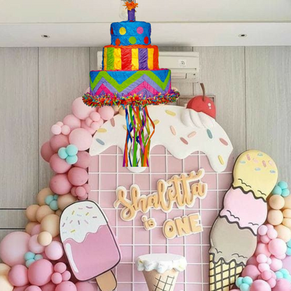 3D Pull String Cake Shaped Cake Pinata