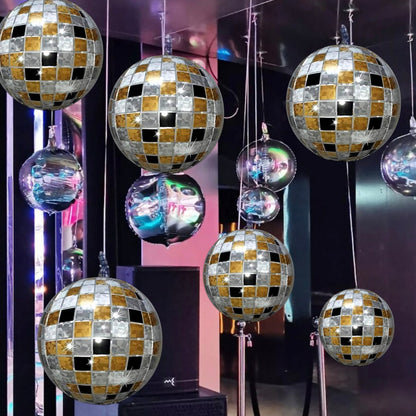 Disco Ball Balloon Gold/Silver/Black 22" - 1PC