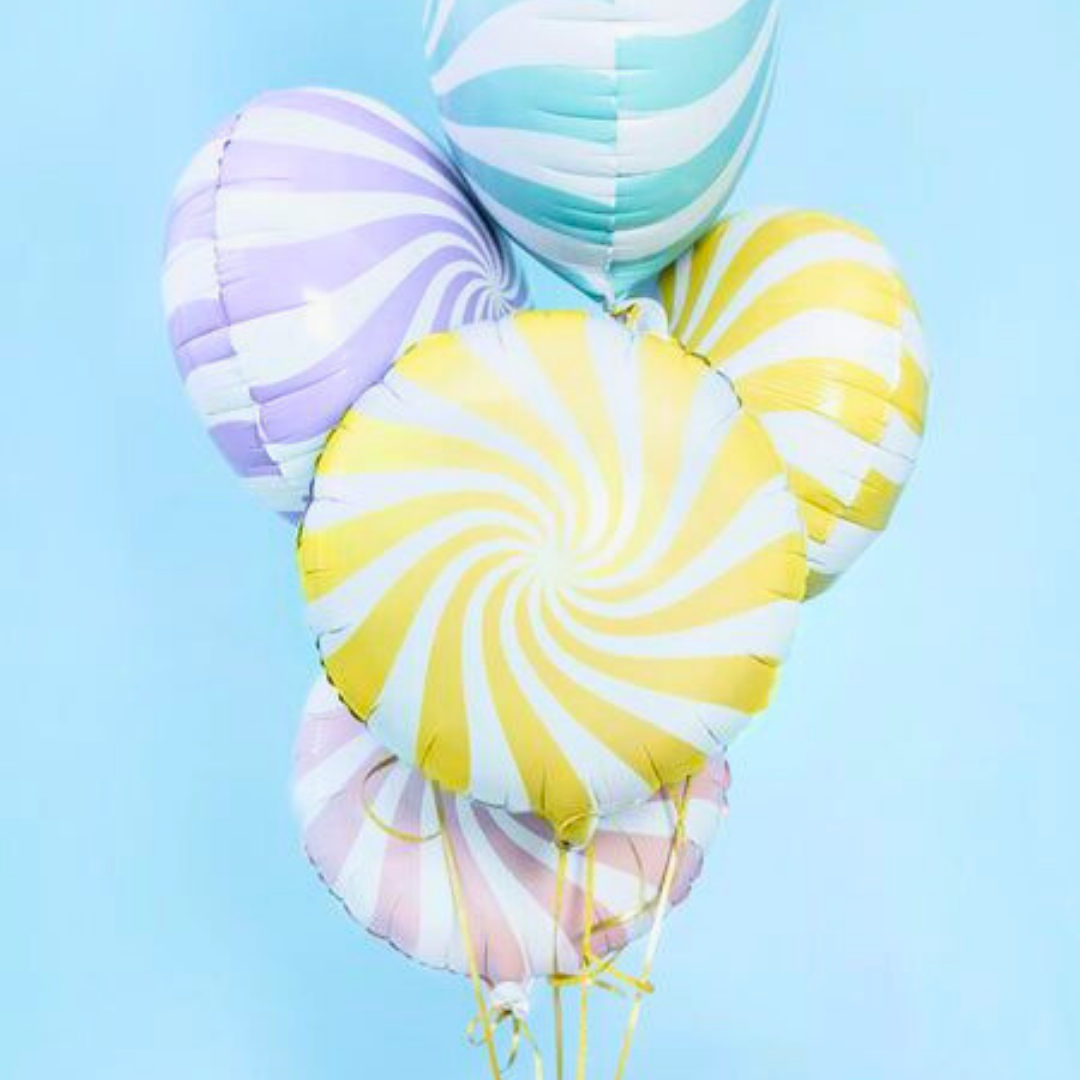 Yellow Round Lollipop Candy Theme Balloon 18"