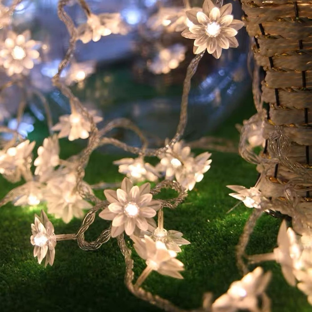 Lotus Flower LED String Lights-4 mtrs,14 LED Warm White Fairy Lights