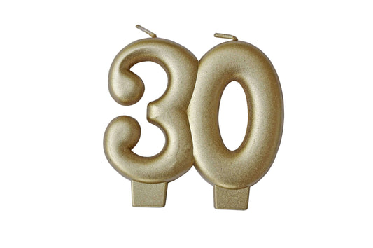 30th Birthday Golden Candle - 3"