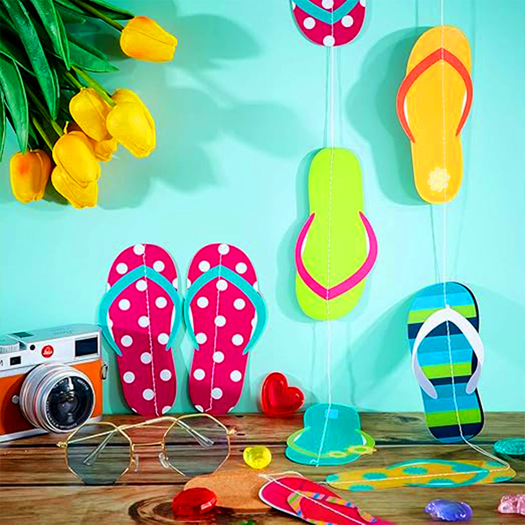 Flip Flop Hawaiian Pool Party Swirl Decoration - 3FT - 6PC