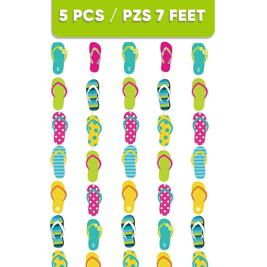 Flip Flop Hawaiian Pool Party Swirl Decoration - 3FT - 6PC