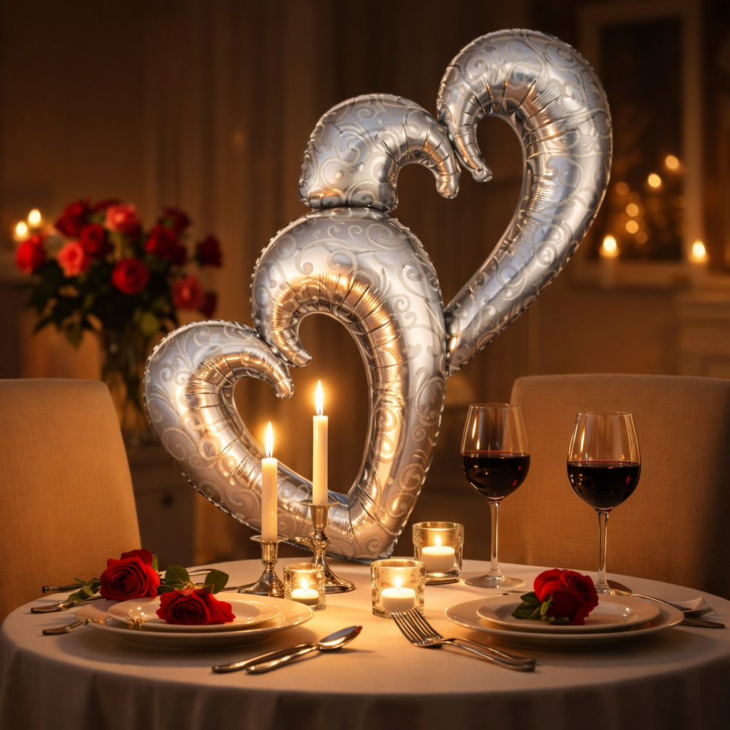 Interlocking Hearts Love You Foil Balloon 53" for Valentines Day & Anniversary Party