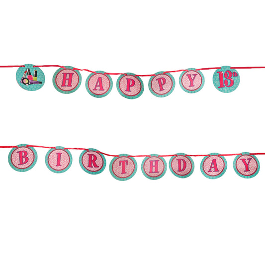 Glitzy Girl Theme Happy Birthday Letter Banner - 9FT - 1PC