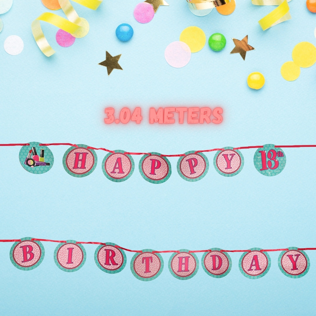Glitzy Girl Theme Happy Birthday Letter Banner - 9FT - 1PC