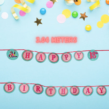Glitzy Girl Theme Happy Birthday Letter Banner - 9FT - 1PC