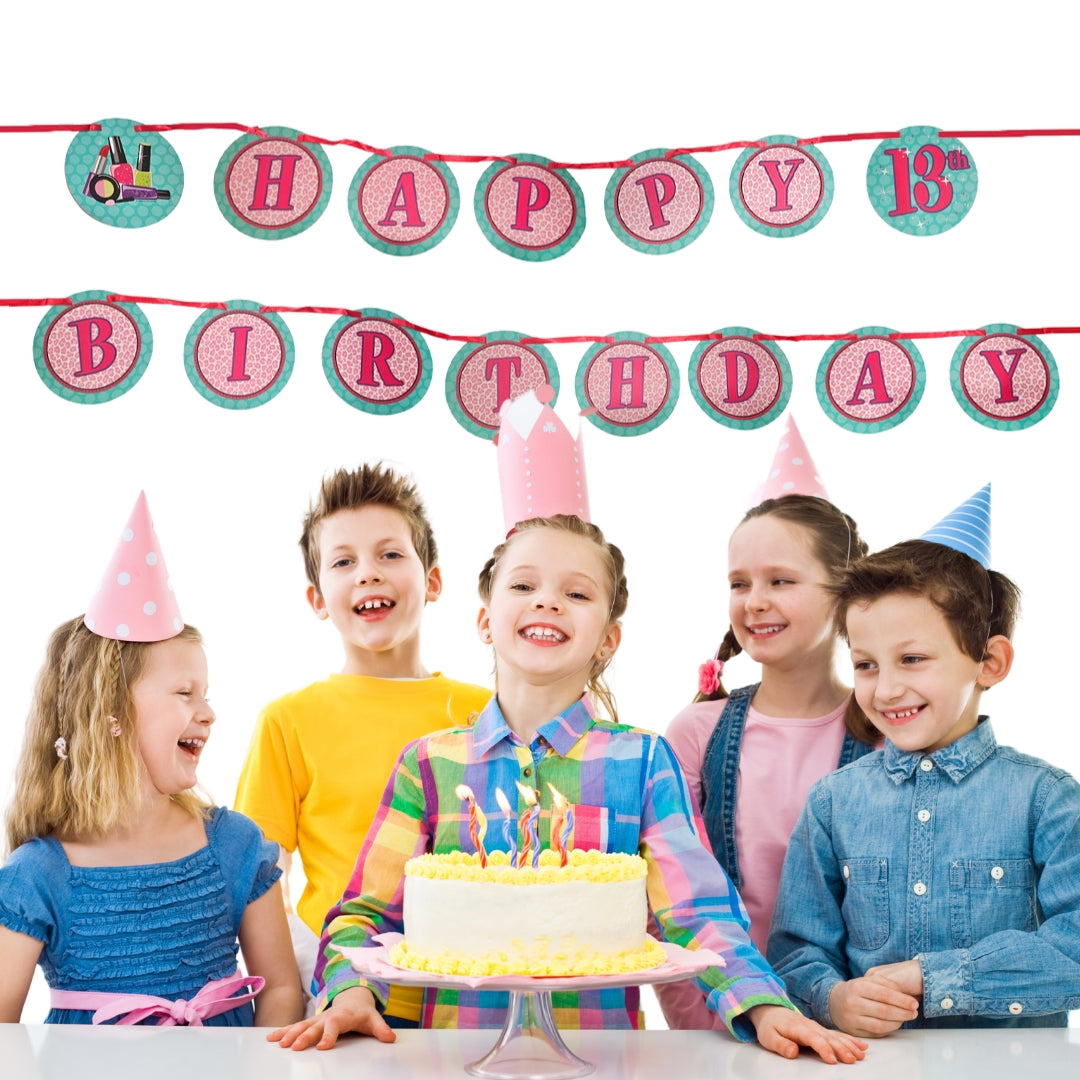 Glitzy Girl Theme Happy Birthday Letter Banner - 9FT - 1PC