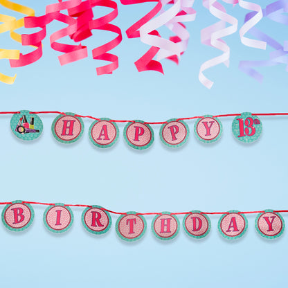 Glitzy Girl Theme Happy Birthday Letter Banner - 9FT - 1PC
