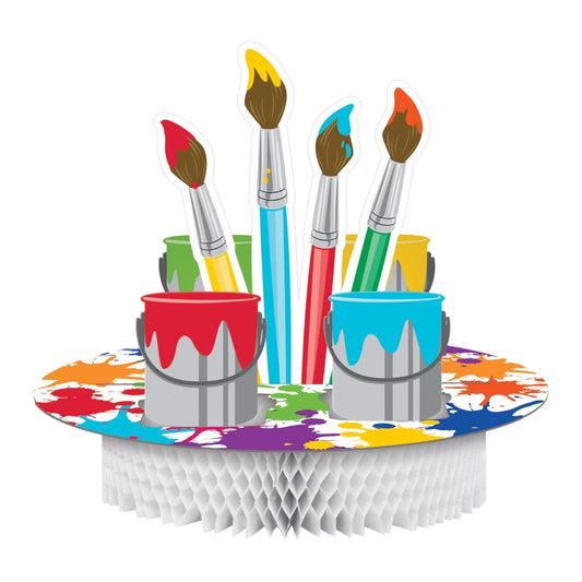 Art Theme Honeycomb Centerpriece w/ Paint Brushes - 1PC