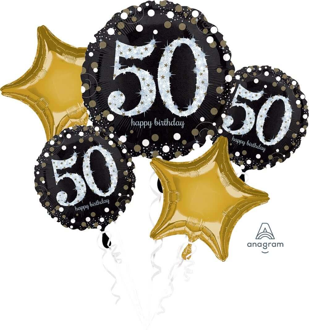 Sparkling 50th Birthday Balloons Bouquet Set - 5PC P75