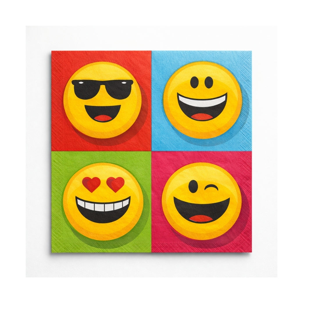 Emoji Lunch Napkins - Colorful Kids Party Napkins - 16 Pc