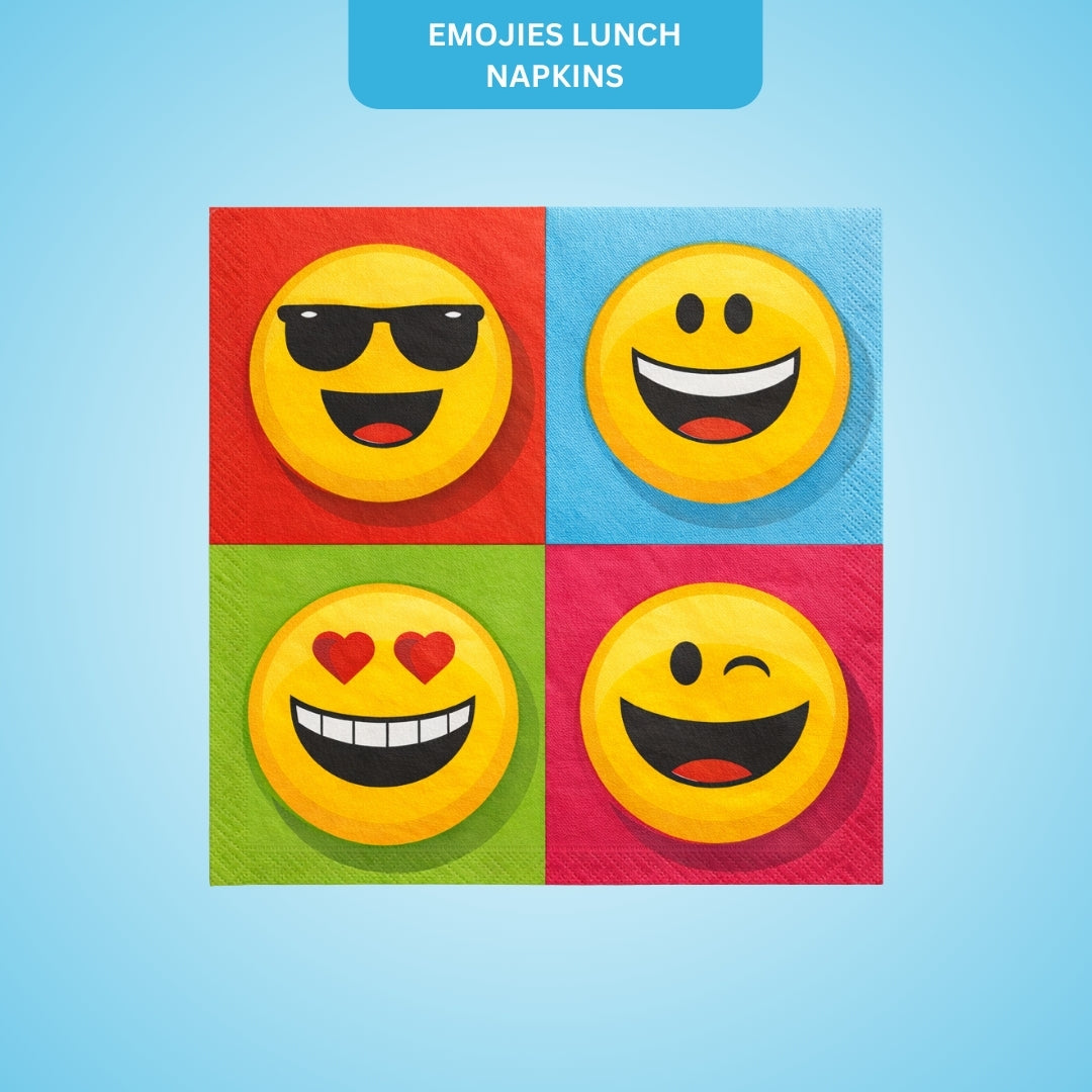Emoji Lunch Napkins - Colorful Kids Party Napkins - 16 Pc