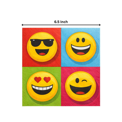 Emoji Lunch Napkins - Colorful Kids Party Napkins - 16 Pc