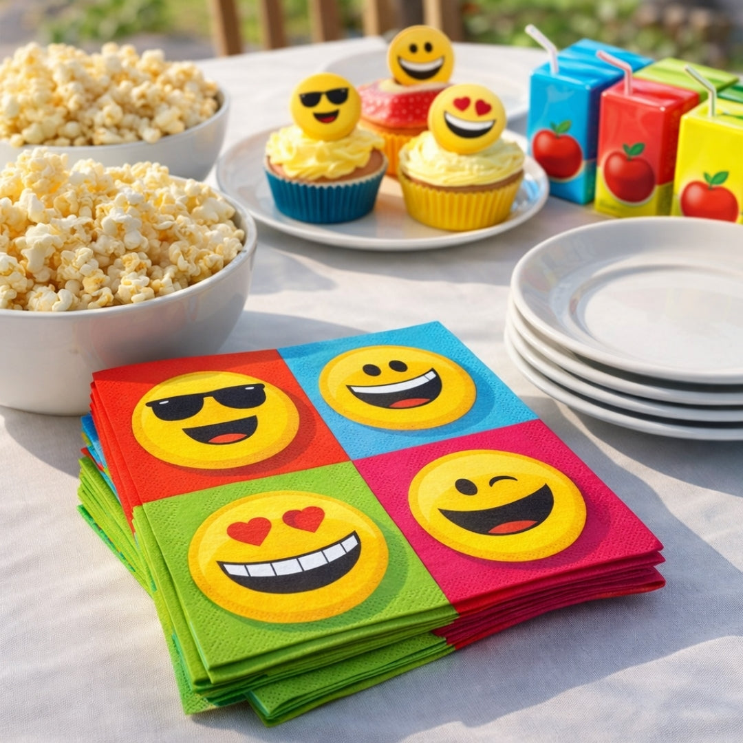 Emoji Lunch Napkins - Colorful Kids Party Napkins - 16 Pc