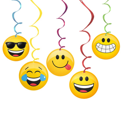 Emojies Hanging Danglers – 5 Pcs Smiley Face Swirl Decorations for Birthday Party Supplies