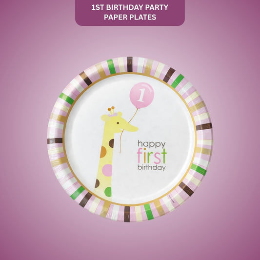 Happy 1st Birthday Party Paper Plates - 9 inches - 8PC