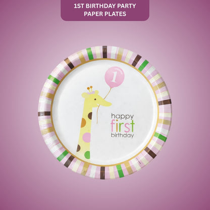 Sweet at 1st Birthday Girl Dinner Plates - 9 inches - 8PC