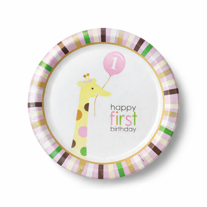 Sweet at 1st Birthday Girl Dinner Plates - 9 inches - 8PC