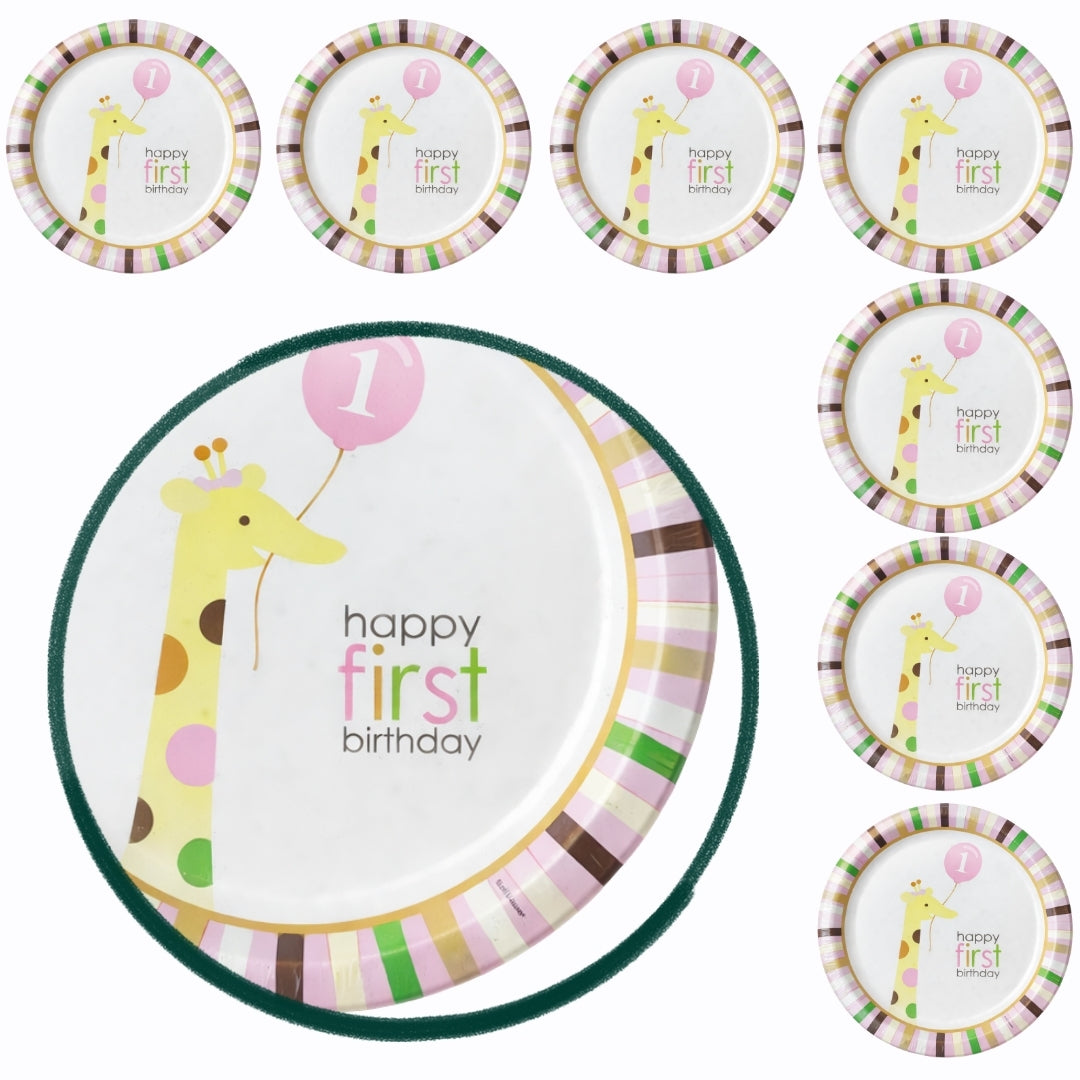 Sweet at 1st Birthday Girl Dinner Plates - 9 inches - 8PC