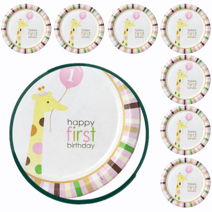 Sweet at 1st Birthday Girl Dinner Plates - 9 inches - 8PC