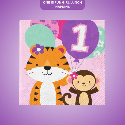 One is Fun Girl Lunch Napkins - 16PC