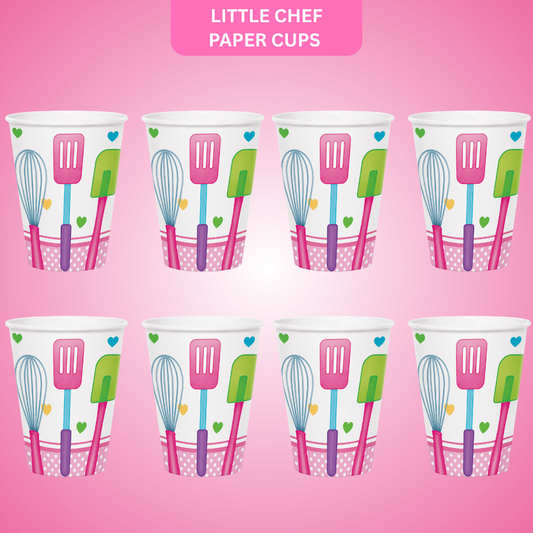 Little Chef Paper Cups - Pack of 8 | Kids Birthday Party Supplies
