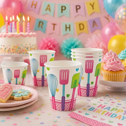 Little Chef Paper Cups - Pack of 8 | Kids Birthday Party Supplies