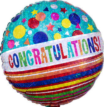 Congrtulations Hologrpahic Sparkle Balloon 18" S55