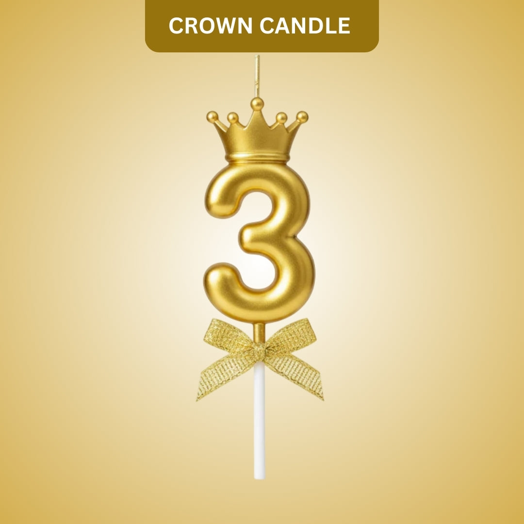 Golden Crown Numerical Candle No. 3