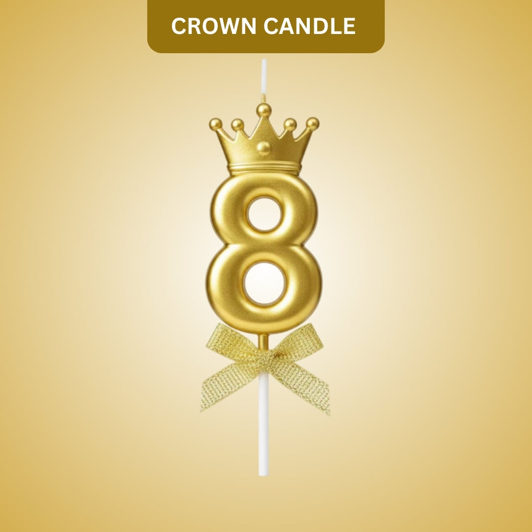 Golden Crown Numerical Candle No. 8