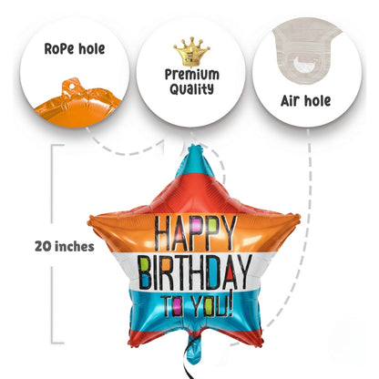 Happy Birthday Star Foil Balloon 18 Inch S40 | Colorful Birthday Party Balloon