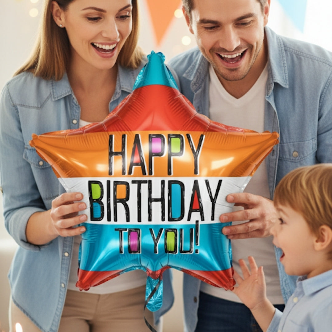 Happy Birthday Star Foil Balloon 18 Inch S40 | Colorful Birthday Party Balloon