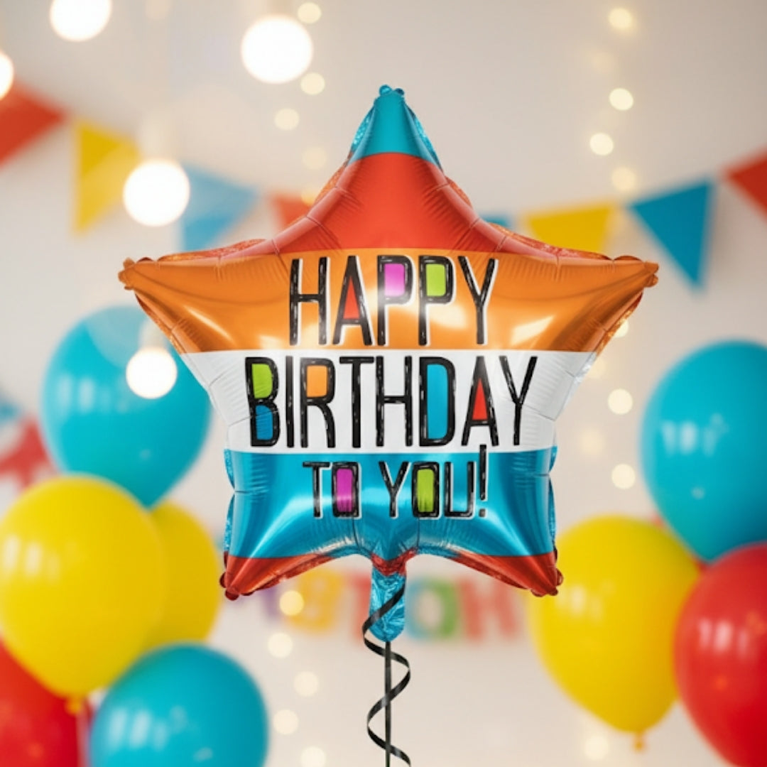 Happy Birthday Star Foil Balloon 18 Inch S40 | Colorful Birthday Party Balloon