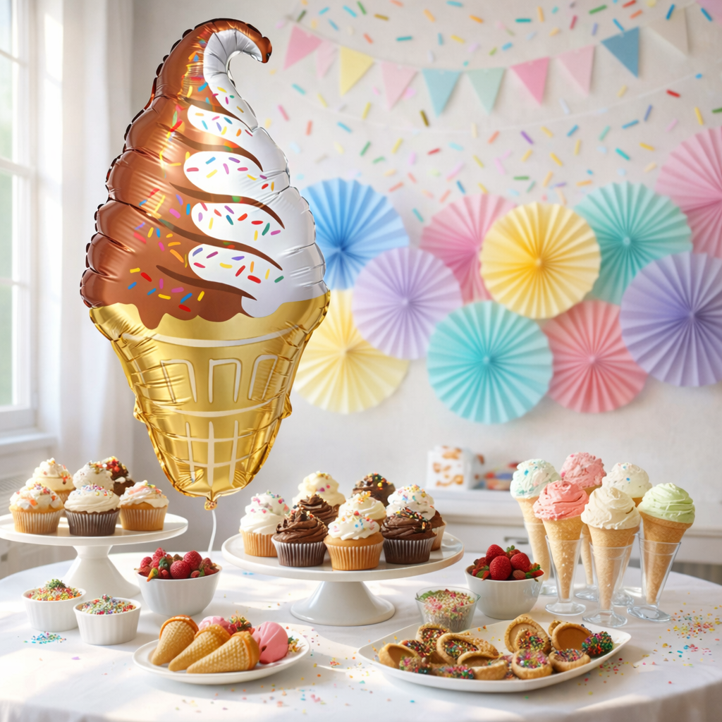 Ice Cream Cone Foil Balloon 41 Inch P40 | Dessert Theme Party Decoration Balloon