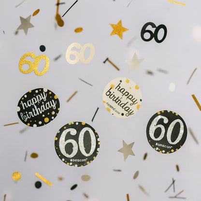 Happy 6OTh Silver, Black & Golden Birthday Party Confetti - 1PC