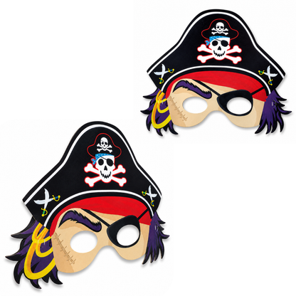 Pirate Paper Masks for Kids - Pirate Theme Party Accessories - 8 Pc