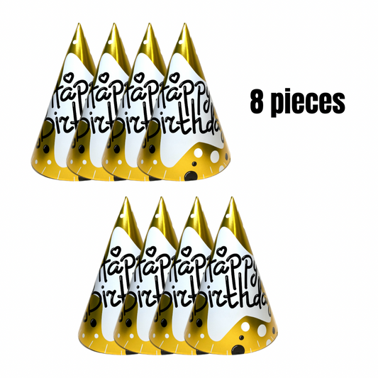 Happy Birthday Golden Hats - 8PC