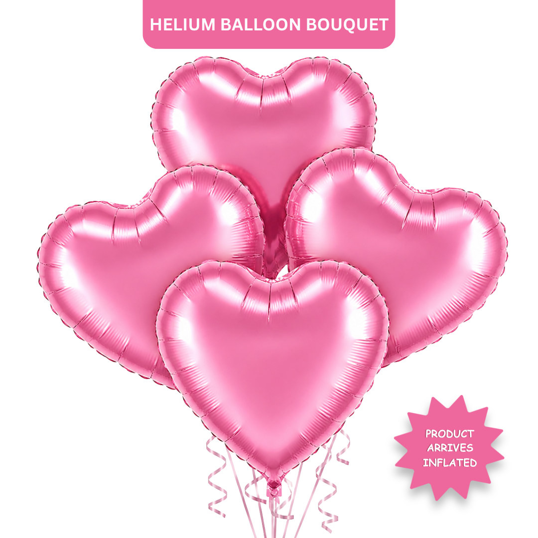 Pink Heart Foil Balloon Set of 4 - 18 inches