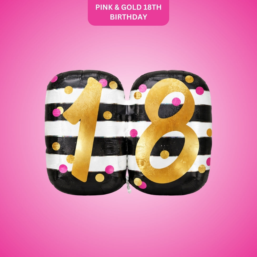Pink & Gold 18th Birthday Foil Balloon 25 Inch P40 | Birthday Party Decoration Balloon