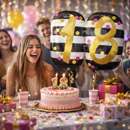 Pink & Gold 18th Birthday Foil Balloon 25 Inch P40 | Birthday Party Decoration Balloon