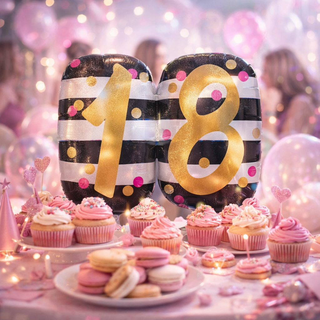 Pink & Gold 18th Birthday Foil Balloon 25 Inch P40 | Birthday Party Decoration Balloon