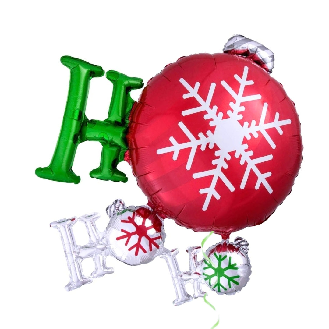 Christmas HO HO HO Metallic Foil Balloon  - Air Filled or Helium Quality - 35 inches - 1PC