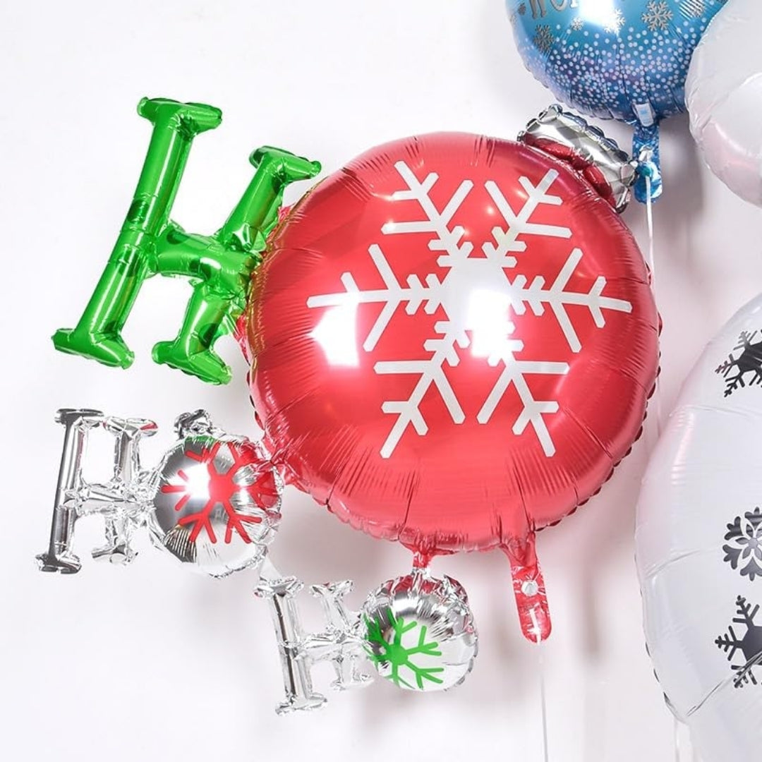 Christmas HO HO HO Metallic Foil Balloon  - Air Filled or Helium Quality - 35 inches - 1PC