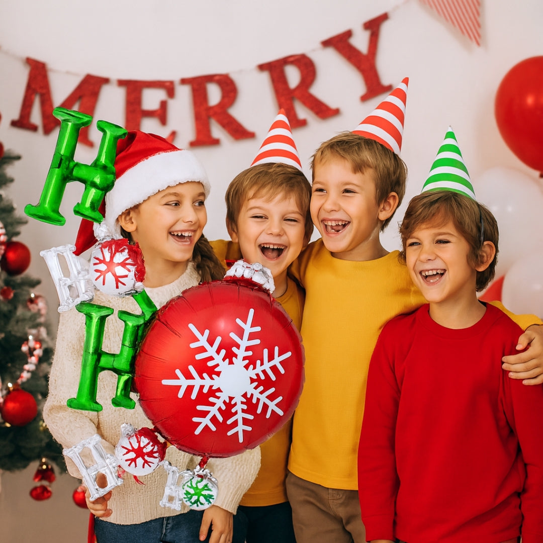 Christmas HO HO HO Metallic Foil Balloon  - Air Filled or Helium Quality - 35 inches - 1PC