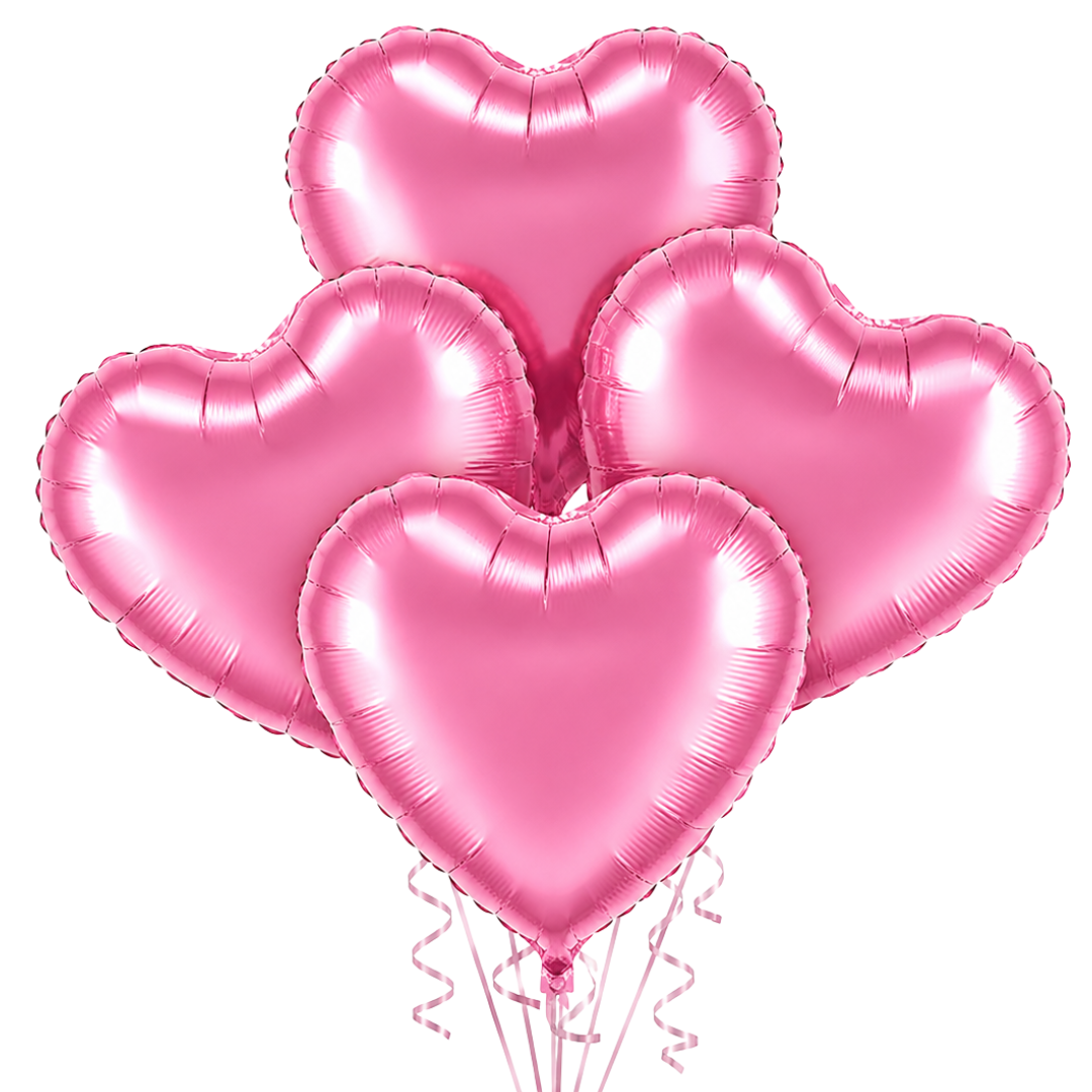 Pink Heart Foil Balloon Set of 4 - 18 inches