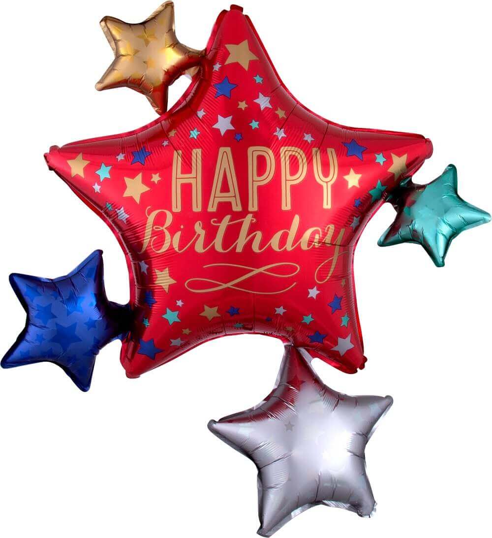 Birthday Satin Star Cluster Balloon 35" P40