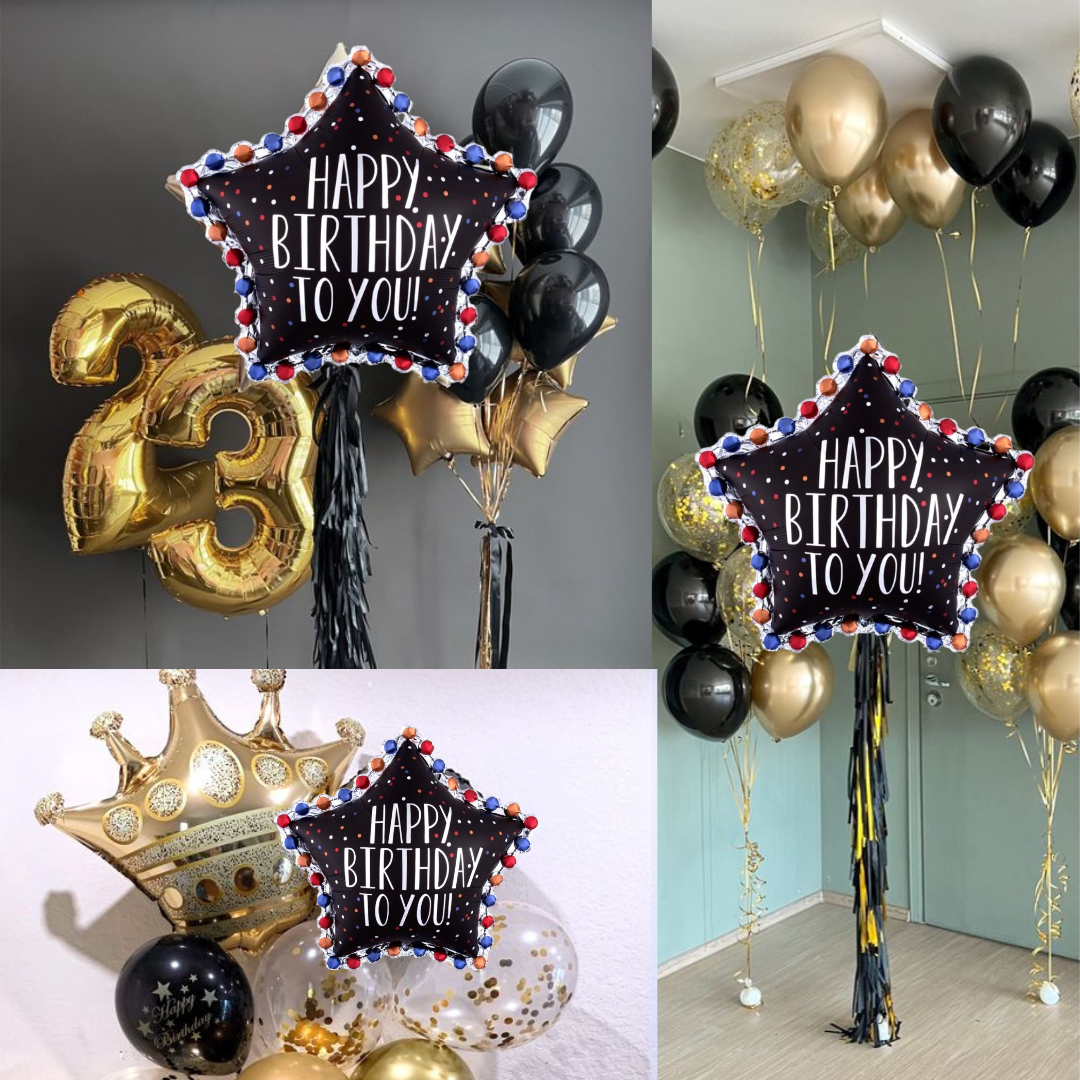 34" HAPPY BIRTHDAY SATIN STAR BALLOONS P35