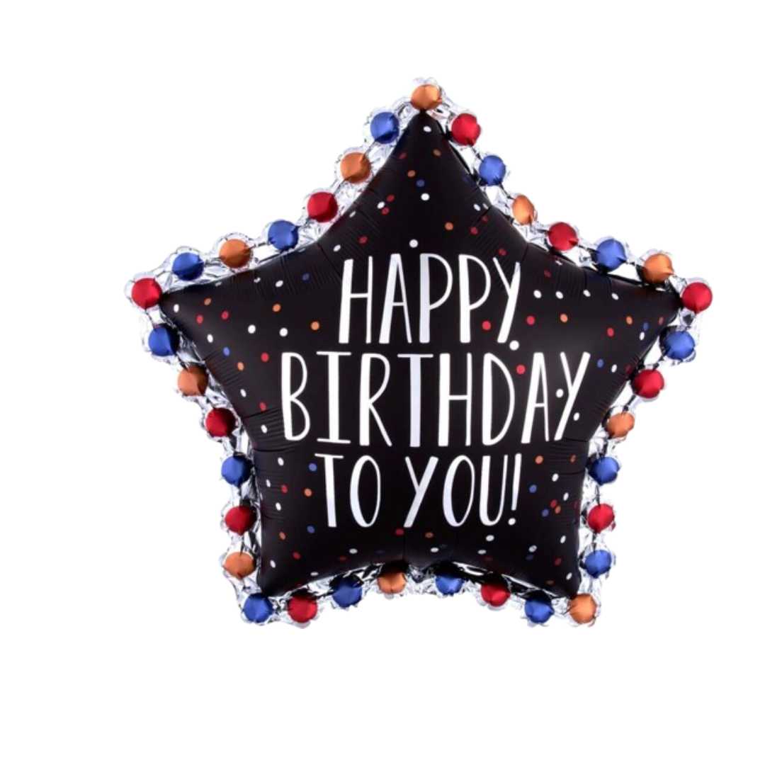 34" HAPPY BIRTHDAY SATIN STAR BALLOONS P35