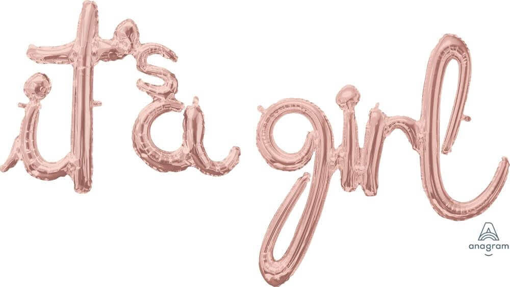 It's a Girl Rose Gold Script Balloons G50